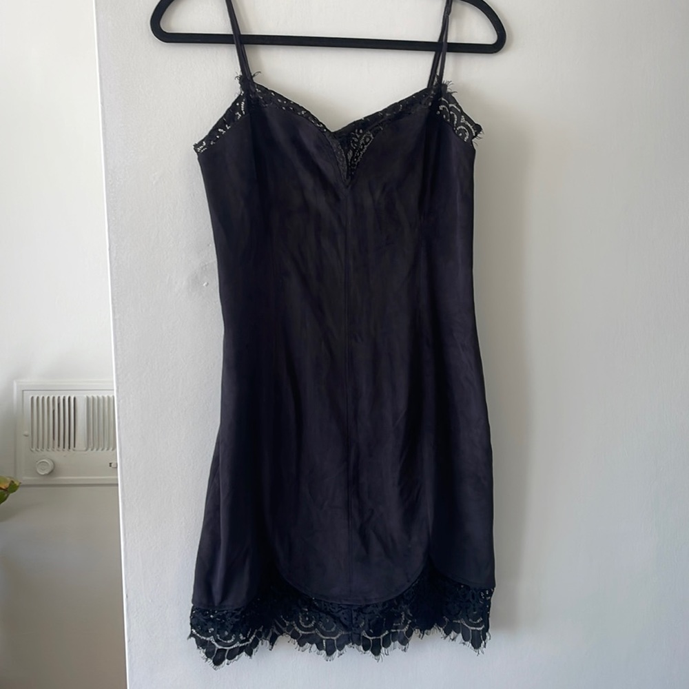 NWT Free People faux suede lace black dress